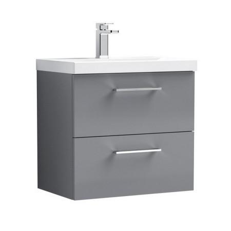 ARN2224 Nuie Arno 600mm Satin Grey Wall Hung Two Drawer Vanity Unit with Basin (1)