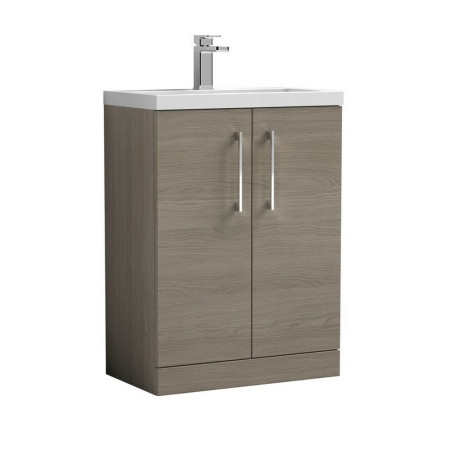 Nuie Arno 600mm Solace Oak Woodgrain Compact Floor Standing Unit with Basin