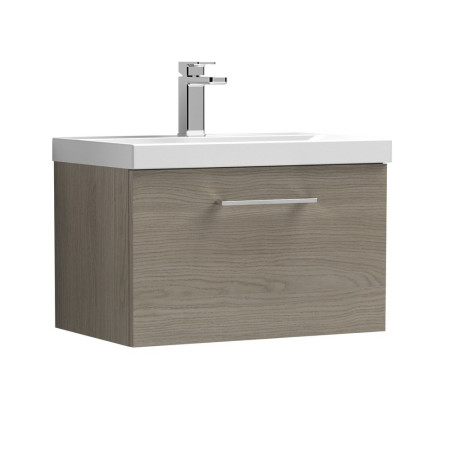 ARN2522 Nuie Arno 600mm Solace Oak Woodgrain Wall Hung One Drawer Vanity Unit with Basin (1)
