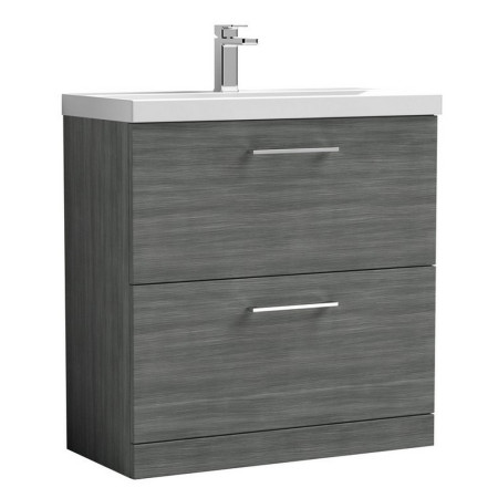 ARN535 Nuie Arno 800mm Anthracite Woodgrain Floor Standing Vanity Unit with Two Drawers (1)
