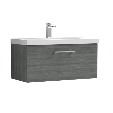 ARN525 Nuie Arno 800mm Anthracite Woodgrain Wall Hung One Drawer Vanity Unit with Basin (1)