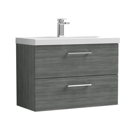 ARN526 Nuie Arno 800mm Anthracite Woodgrain Wall Hung Two Drawers Vanity Unit with Basin (1)