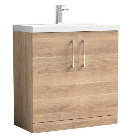Nuie Arno 800mm Bleached Oak Floorstanding Two Door Vanity Unit with Basin