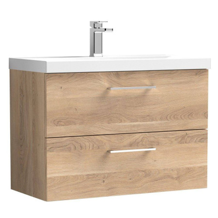 Nuie Arno 800mm Bleached Oak Wall Hung Two Drawer Vanity Unit with Basin