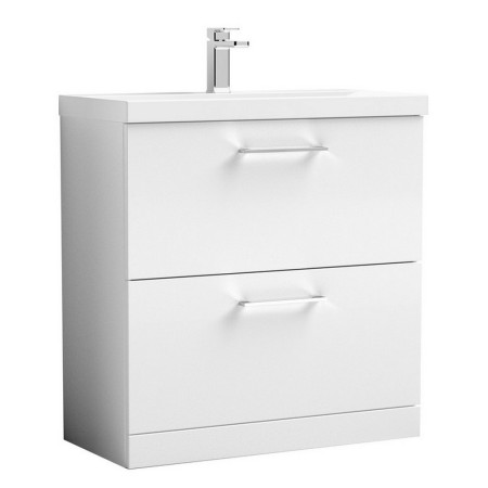 Nuie Arno 800mm Gloss White Floor Standing Vanity Unit with Two Drawers and Basin