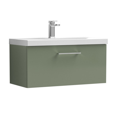 Nuie Arno 800mm Green Wall Hung One Drawer Vanity Unit with Basin