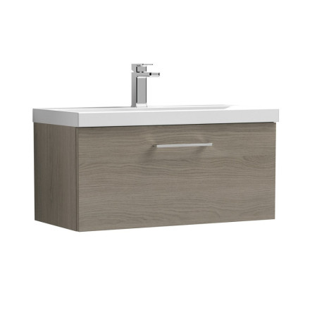 Nuie Arno 800mm Oak Wall Hung One Drawer Vanity Unit with Basin