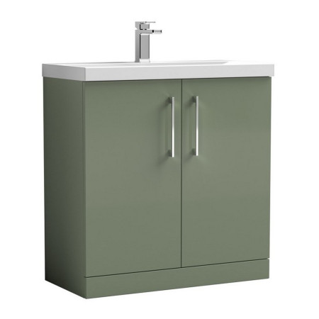 Nuie Arno 800mm Satin Green Floor Standing Vanity Unit with Two Doors and Basin