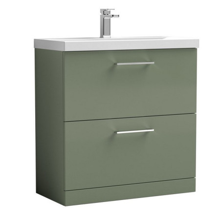 ARN835 Nuie Arno 800mm Satin Green Floor Standing Vanity Unit with Two Drawers (1)