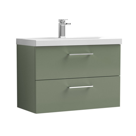 ARN826 Nuie Arno 800mm Satin Green Wall Hung Two Drawers Vanity Unit with Basin (1)