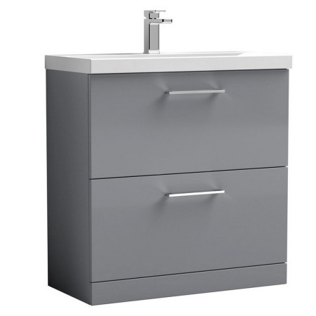 ARN2235 Nuie Arno 800mm Satin Grey Floor Standing Two Drawer Vanity Unit with Basin (1)