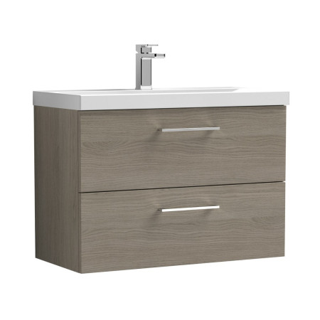 ARN2526 Nuie Arno 800mm Solace Oak Woodgrain Wall Hung Two Drawers Vanity Unit with Basin (1)