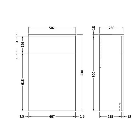 NVF2241 Nuie Arno Satin Grey 500mm Back To Wall WC Unit (2)