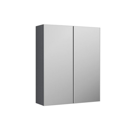 Nuie Arno Satin Grey 600mm Mirror Cabinet Unit