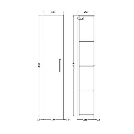 MOE2261 Nuie Arno Tall Wall Hung Single Door Unit in Satin Grey (2)