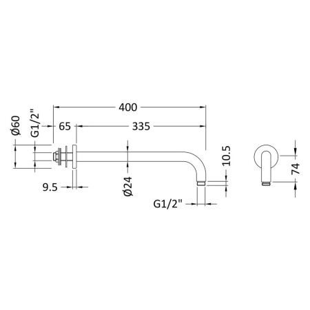 ARM1501 Nuie 400mm Brushed Bronze Round Wall Mounted Shower Arm (2)
