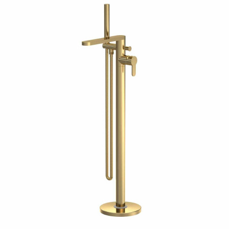 Nuie Arvan Brushed Brass Bath Shower Mixer Freestanding with Kit
