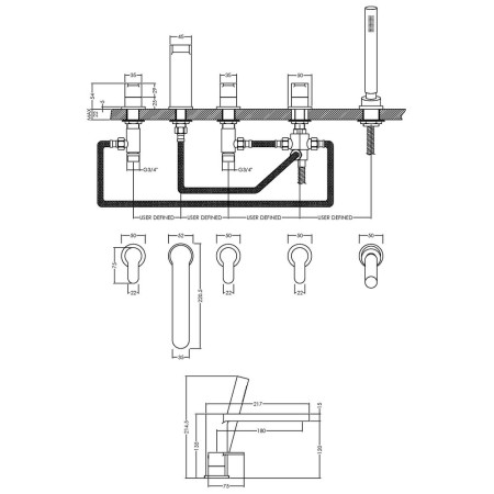 ARV314 Nuie Arvan Chrome 5TH Bath and Shower Mixer Line