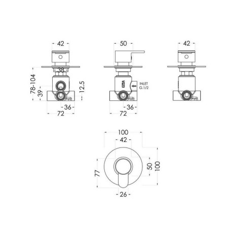 ARVWD14 Nuie Arvan Concealed Chrome Diverter Valve (2)