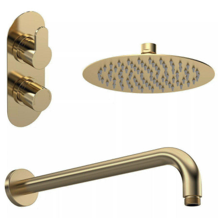 Nuie Arvan Round Brushed Brass One Outlet Concealed Shower Set
