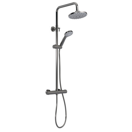 JTY775 Nuie Arvan Rounded Thermostatic Bar Shower with Telescopic Kit Brushed Gunmetal