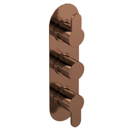 Nuie Arvan Triple Thermostatic Brushed Bronze Shower Valve with Diverter