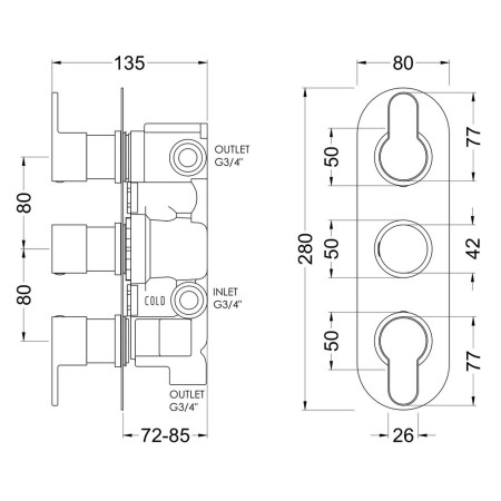 ARV15TR03 Nuie Arvan Triple Thermostatic Brushed Bronze Shower Valve with Diverter (1) (2)