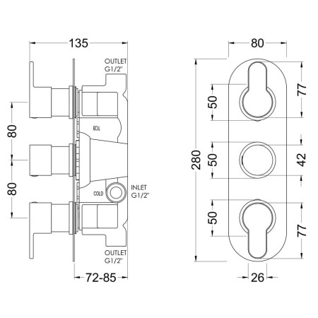 ARVTR02 Nuie Arvan Triple Thermostatic Chrome Shower Valve (2)