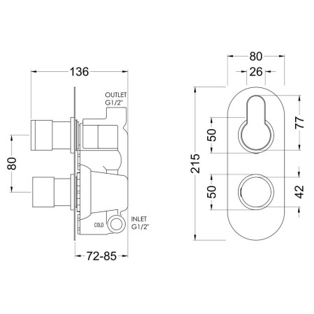 ARVTW01 Nuie Arvan Twin Thermostatic One Outlet Chrome Shower Valve (2)