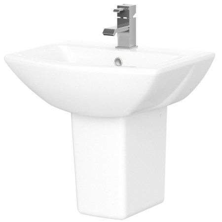 Nuie Asselby 500mm 1TH Basin and Semi Pedestal
