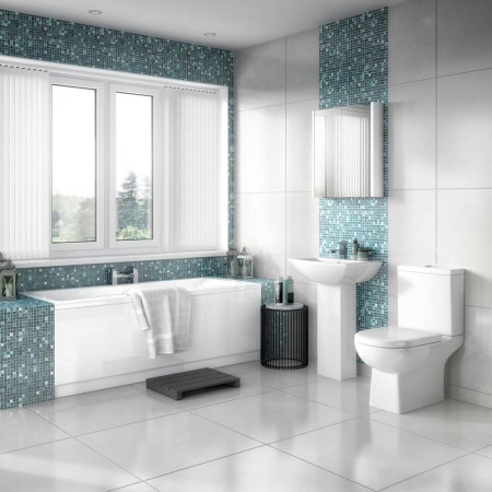 CSS002 Nuie Asselby 600mm 1TH Basin and Pedestal with Bath