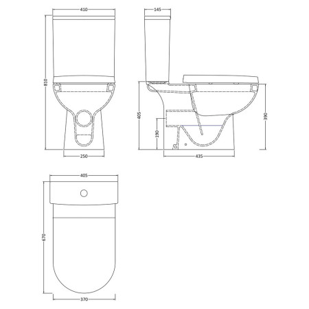 CSS004 Nuie Asselby Close Coupled WC Unit Line Drawing