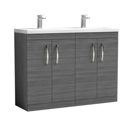 Nuie Athena 1200mm Anthracite Woodgrain Floor Standing Four Door Vanity Unit