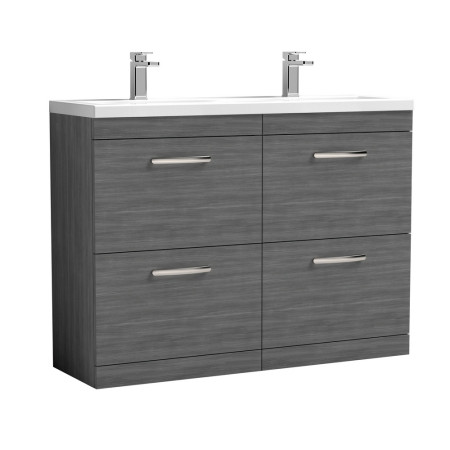 ATH032 Nuie Athena 1200mm Anthracite Woodgrain Floor Standing Four Drawer Vanity Unit