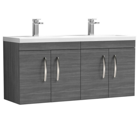 ATH093 Nuie Athena 1200mm Anthracite Woodgrain Four Door Wall Hung Vanity Unit