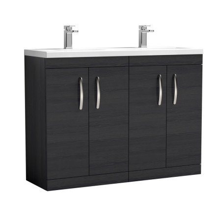 Nuie Athena 1200mm Charcoal Black Woodgrain Floor Standing Four Door Vanity Unit