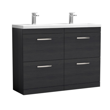 ATH033 Nuie Athena 1200mm Charcoal Black Woodgrain Floor Standing Four Drawer Vanity Unit (1)