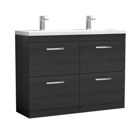 Nuie Athena 1200mm Charcoal Black Woodgrain Floor Standing Four Drawer Vanity Unit
