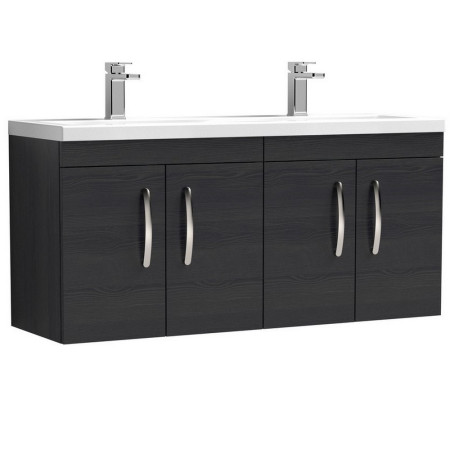 ATH092 Nuie Athena 1200mm Charcoal Black Woodgrain Four Door Wall Hung Vanity Unit