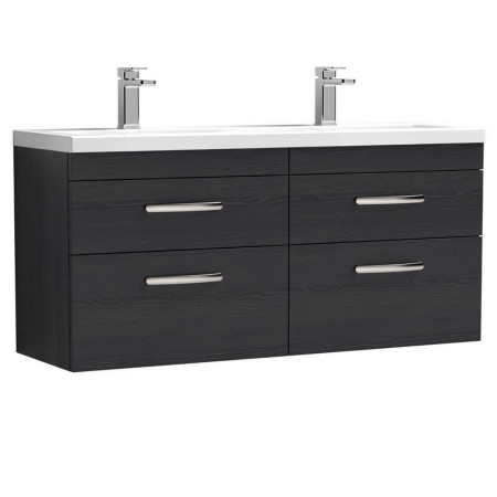 ATH047 Nuie Athena 1200mm Charcoal Black Woodgrain Four Drawer Wall Hung Vanity Unit