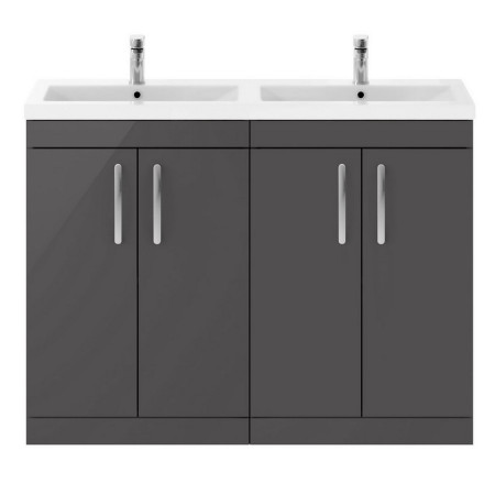Nuie Athena 1200mm Gloss Grey Floor Standing Four Door Vanity Unit
