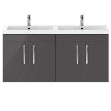 ATH094 Nuie Athena 1200mm Gloss Grey Four Door Wall Hung Vanity Unit