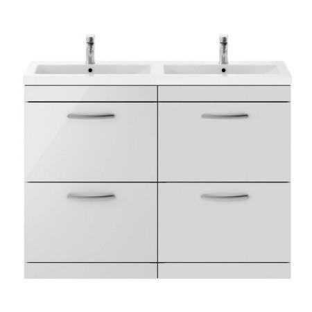 ATH108 Nuie Athena 1200mm Gloss Grey Mist Floor Standing Four Drawer Vanity Unit