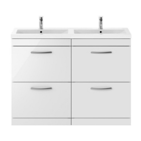 ATH034 Nuie Athena 1200mm Gloss White Floor Standing Four Drawer Vanity Unit