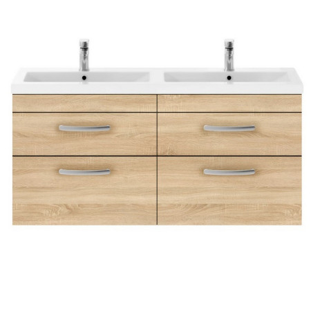ATH045 Nuie Athena 1200mm Natural Oak Four Drawer Wall Hung Vanity Unit