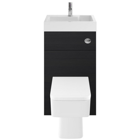 PRC645CB Nuie Athena 2 In 1 Charcoal Black Woodgrain WC and Vanity Unit Front View