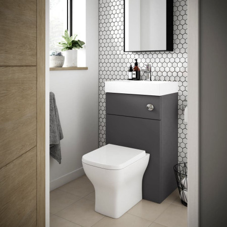 PRC945CB Nuie Athena 2 In 1 Gloss Grey WC and Vanity Unit Lifestyle