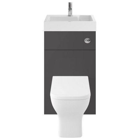 PRC945CB Nuie Athena 2 In 1 Gloss Grey WC and Vanity Unit Front View