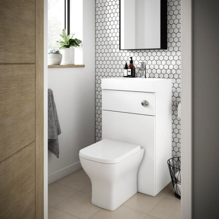PRC145CB Nuie Athena 2 In 1 Gloss White WC and Vanity Unit Lifestyle
