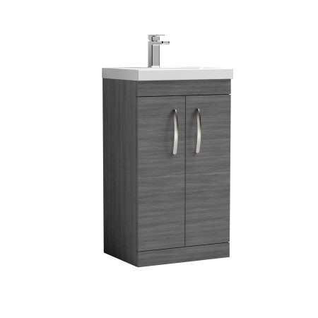 ATH004A Nuie Athena 500mm Anthracite Woodgrain Floor Standing Vanity Unit with Basin